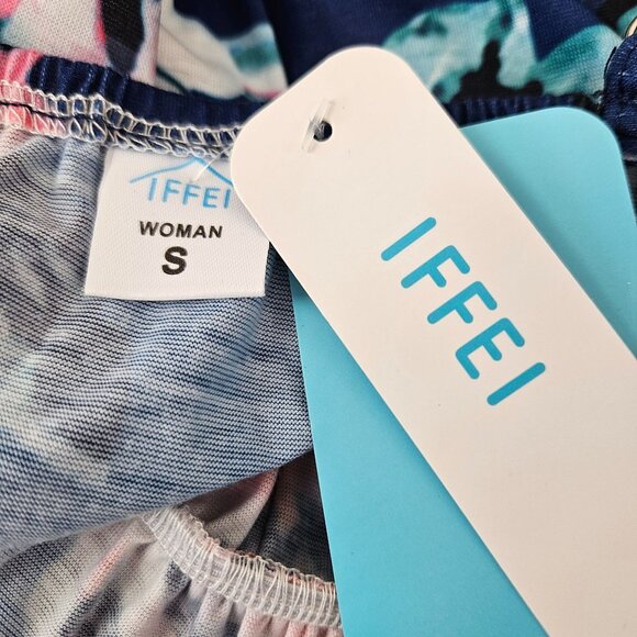 Womens Floral Boho Maxi Dress Adjustable Spaghetti Straps Navy Blue & Pink Small - Picture 12 of 12